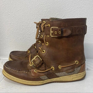 Sperry Marella Chukka Winter Leather Ankle Boot Bootie Lace Up 10 Brown
